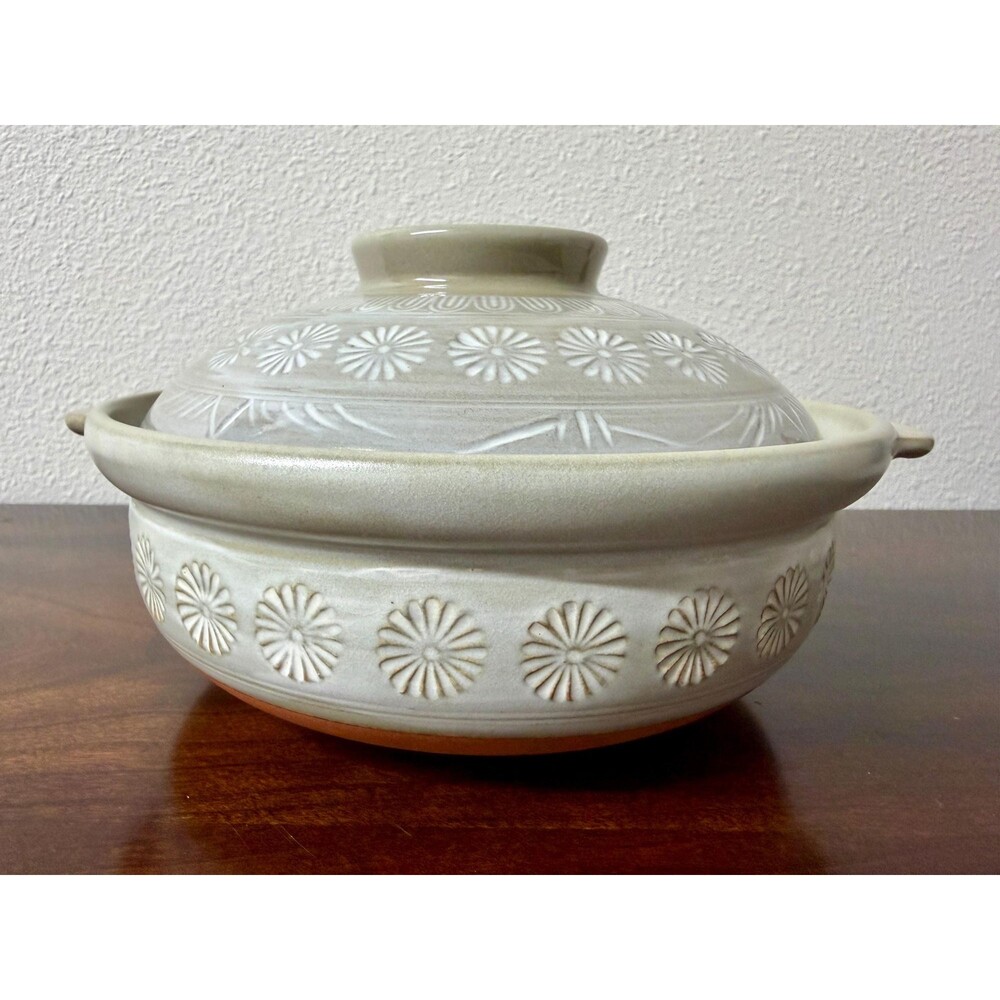 Vintage GINPO Donabe Japanese Clay Pot Banko Ware Lidded Casserole